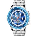 PIRASO ANALOG WATCH DATE BLUE SILVER DIAL & SILVER CHAIN WATCH FOR MEN-RSSL 2025 BLUE SILVER