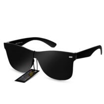 PIRASO Retro Square Black lens & Black frame Sunglasses For Men & Women-6090 SINGLE SHEET BLACK