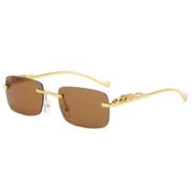 PIRASO Rectangular Brown lens & Golden Frame Sunglass For Men & Women-PAI GOLDEN BROWN