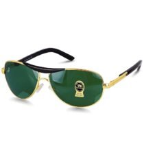 PIRASO oval green lens & gold frame sunglasses For Men-4494 GREEN GOLD BLACK