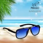 PIRASO Wayfarer Blue lens & Black Frame Sunglass For Men-39019 BLUE BLACK