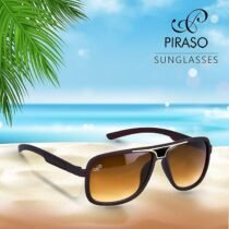 PIRASO Wayfarer Brown lens & Black Frame Sunglass For Men-39019 BROWN BLACK