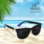 PIRASO Retro Square Black lens & Black frame Sunglasses For Men & Women-FT KC BLACK BLUE