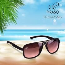 PIRASO Wayfarer Red lens & Black Frame Sunglass For Men-39019 LIGHT RED