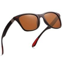 PIRASO Retro Square Brown lens & Black frame Sunglasses For Men & Women-FT KC BROWN RED